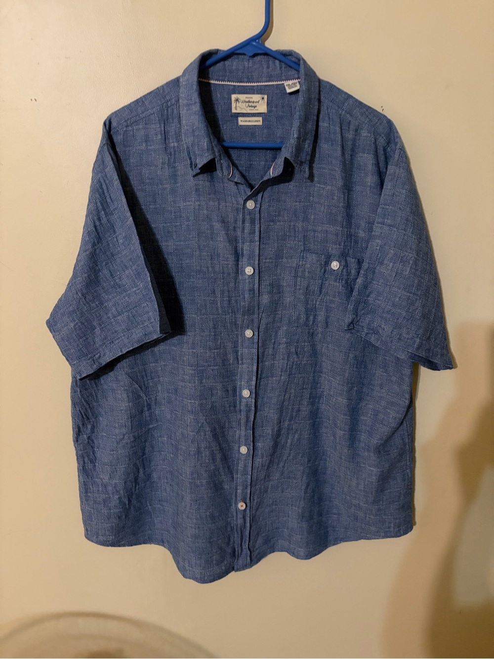 Weatherproof Vintage Blue Short-Sleeve Button-Down Casual Shirt 2XL